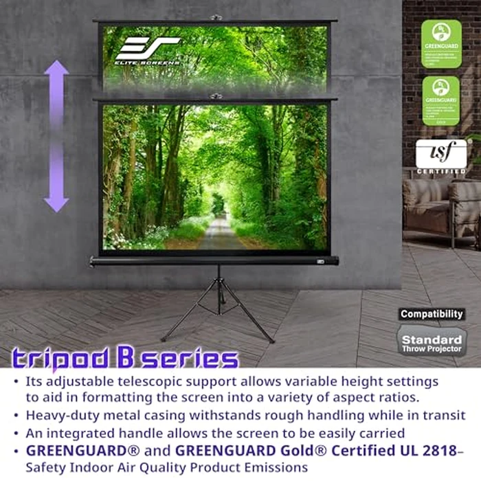 Elite Screens Tripod B Series, 113-inch 1:1, Lightweight Portable Pull Up Projector Projection Screen, T113SB by Elite Screens - Image 4