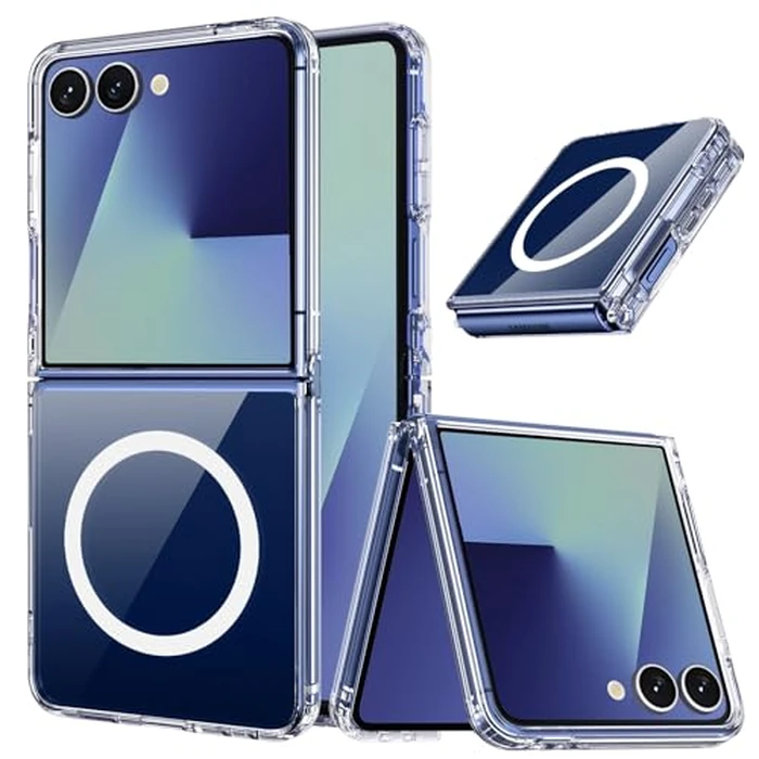 DUEDUE Magnetic Case for Samsung Galaxy Z Flip 7 Case [Compatible with MagSafe] Anti-Yellowing Transparent Shockproof Bumper Protective Phone Cover Cases for Samsung Z Flip 7 5G 6.9",Crystal Clear by DUEDUE - Used - Acceptable condition - CA$3.24