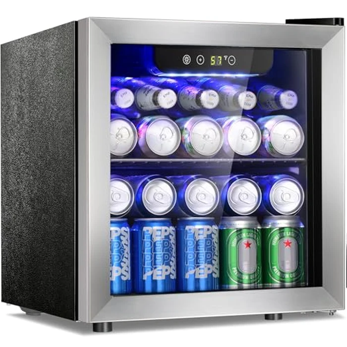 Antarctic Star 48 Can Beverage Refrigerator,12 Bottle Wine Cooler with Stainless Steel Glass Door, Digital Temperature Display,Electronic Temperature Control, Silver by Antarctic Star - Used - Good condition - US$117.44