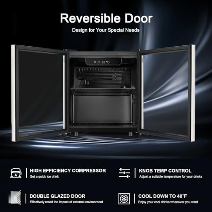 Antarctic Star 48 Can Beverage Refrigerator,12 Bottle Wine Cooler with Stainless Steel Glass Door, Digital Temperature Display,Electronic Temperature Control, Silver by Antarctic Star - Image 3