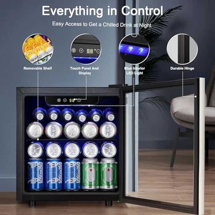 Antarctic Star 48 Can Beverage Refrigerator,12 Bottle Wine Cooler with Stainless Steel Glass Door, Digital Temperature Display,Electronic Temperature Control, Silver by Antarctic Star - Image 4