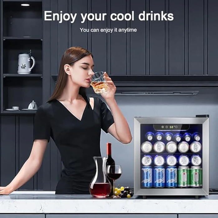 Antarctic Star 48 Can Beverage Refrigerator,12 Bottle Wine Cooler with Stainless Steel Glass Door, Digital Temperature Display,Electronic Temperature Control, Silver by Antarctic Star - Image 6