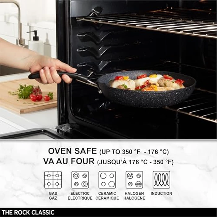 Starfrit The Rock 26cm (10") Non-Stick Multi Pan - Tawa - Durable Forged Aluminum - Induction Ready - Oven Safe - PFOA Free - Easy to Clean - Black by Starfrit - Image 7
