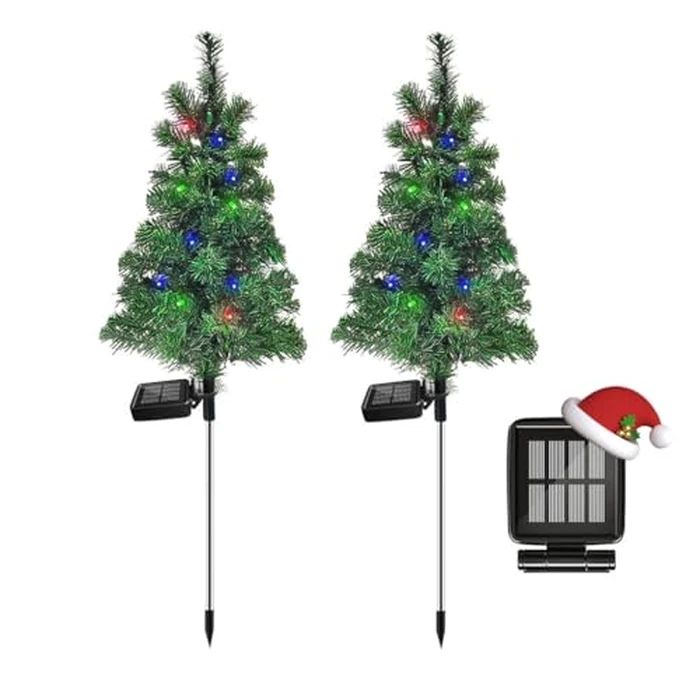 4PCS Solar Christmas Tree Garden Stake Lights Outdoor Waterproof Pathway Lights Xmas Tree Light for Lawn Patio Yard Front Porch Christmas Decor by SXXSMYWR - Image 1