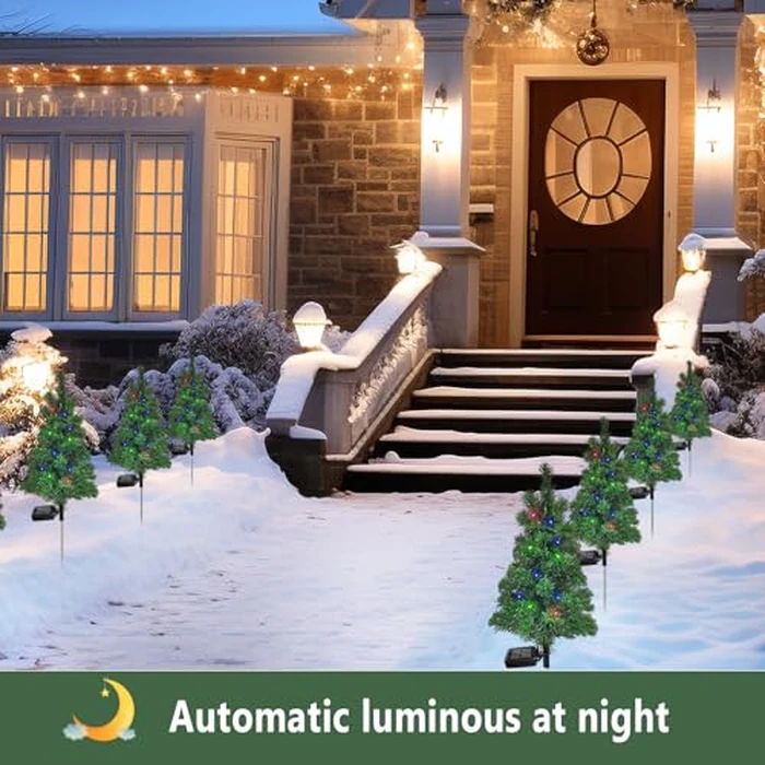 4PCS Solar Christmas Tree Garden Stake Lights Outdoor Waterproof Pathway Lights Xmas Tree Light for Lawn Patio Yard Front Porch Christmas Decor by SXXSMYWR - Image 6