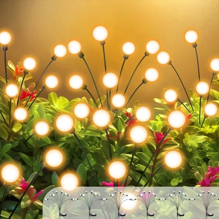 ULAIYO Vibrant Solar Garden Lights, Ultra Bright Solar Powered Firefly Lights Outdoor Waterproof, High Flexibility Starburst Swaying Light, 8 LED Landscape Lighting Decorative for Pathway Patio Yard by ULAIYO - Used - Like New condition