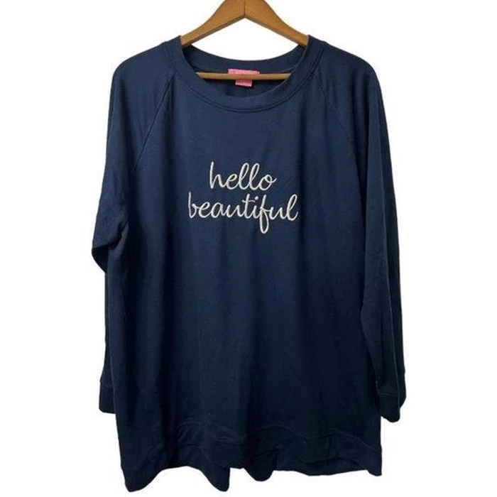 Isaac Mizrahi Women's Meredith Statement Tunic Long Sleeve L - Navy by Isaac Mizrahi - Refurbished - Brand New condition