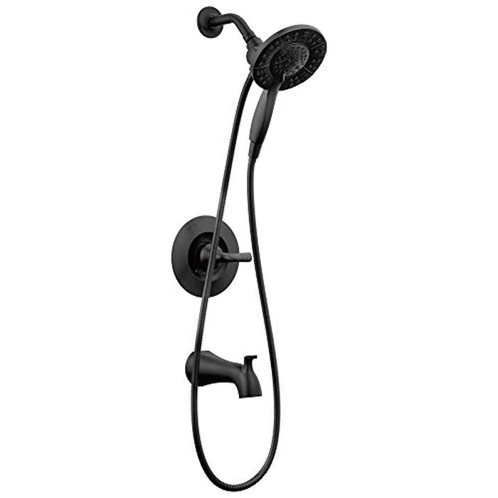 Delta Faucet Arvo 14 Series Single-Handle Tub and Shower Trim Kit, Shower Faucet with 4-Spray In2ition 2-in-1 Dual Hand Held Shower Head with Hose, Matte Black 144840-BL-I (Valve Included) by DELTA - Used - Like New condition - CA$312.64