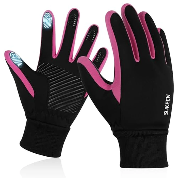 Sukeen Kids Winter Gloves, Touchscreen Anti-Slip Cycling Gloves for Kids Boys Girls, Lightweight Boys Gloves for Running Cycling Biking Sports Outdoor, Rose Red, M by Sukeen - Used - Like New condition - US$6.96
