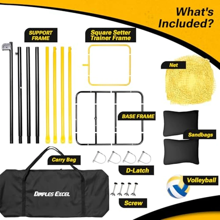 Dimples Excel 10.5 FT Adjustable Volleyball Setter Training Net with 3 Height Levels and 5 Ball Return Angles (70 degrees-180 degrees), Includes Volleyball, Pump, Carry Bag & Sandbags for Indoor/Outdoor Practice by Dimples Excel - Image 7