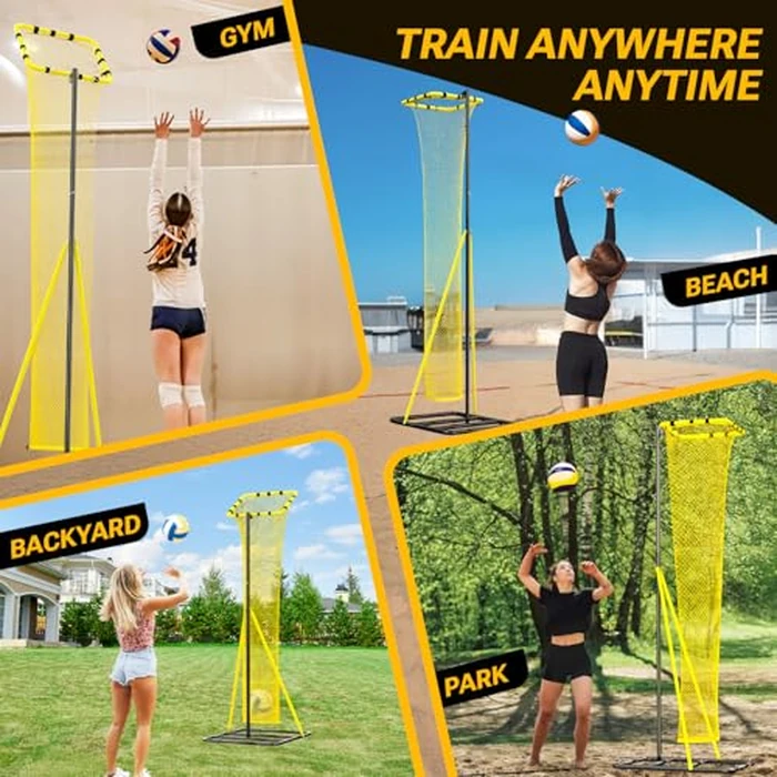 Dimples Excel 10.5 FT Adjustable Volleyball Setter Training Net with 3 Height Levels and 5 Ball Return Angles (70 degrees-180 degrees), Includes Volleyball, Pump, Carry Bag & Sandbags for Indoor/Outdoor Practice by Dimples Excel - Image 8