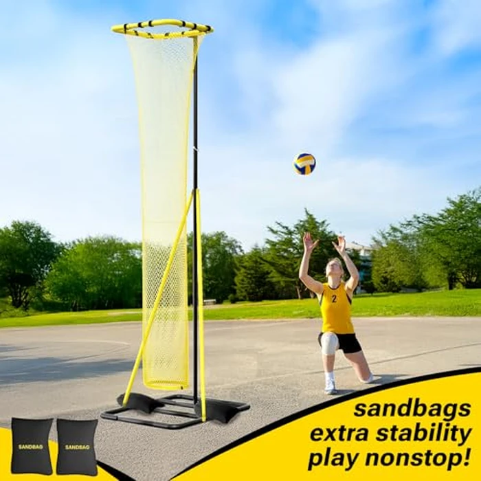 Dimples Excel 10.5 FT Adjustable Volleyball Setter Training Net with 3 Height Levels and 5 Ball Return Angles (70 degrees-180 degrees), Includes Volleyball, Pump, Carry Bag & Sandbags for Indoor/Outdoor Practice by Dimples Excel - Image 9
