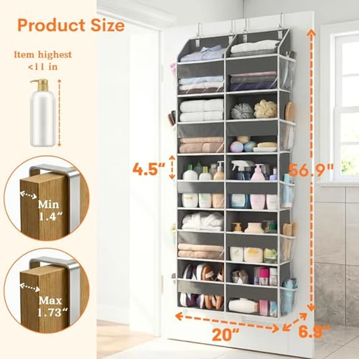 Over the Door Organizer 5 Tiers, Extra Large Behind Door Storage of 10 Compartments, 80 lbs Weight Capacity Over Door Organizer, Door Hanging Organizer for Closet, Diaper Organizer, Room storage by Ofiray-home - Image 4