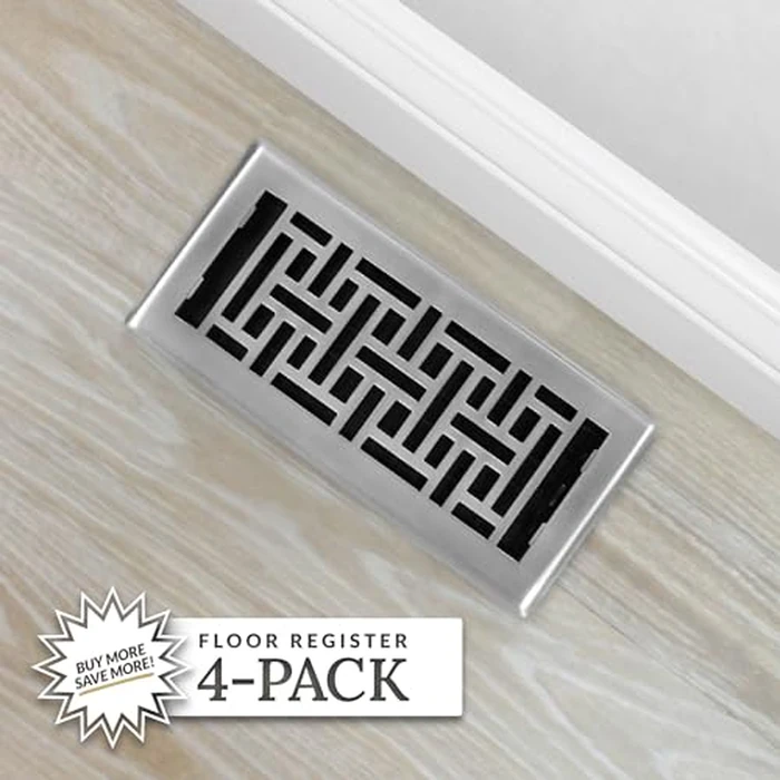 Decor Grates (4-Pack) AJH410-NKL Oriental Floor Register, 4x10 Inches, Brushed Nickel Finish by Decor Grates - Image 4