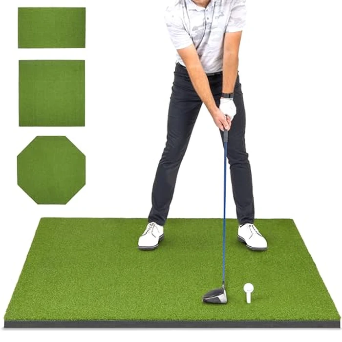 GoSports Golf Hitting Mat - Elite 5 x 4 ft - 15 mm Artificial Turf Training Mat for Indoor/Outdoor Swing Practice, Includes 3 Rubber Tees by GoSports - Used - Like New condition - US$131.39