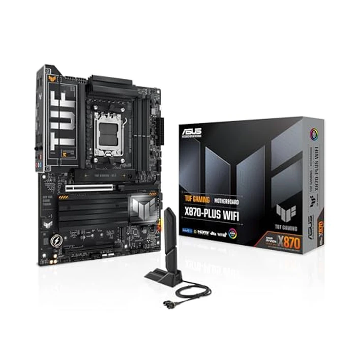ASUS TUF Gaming X870-PLUS WiFi AMD AM5 X870 ATX Motherboard, 16+2+1, 80A SPS Power Stages, DDR5, PCIe 5.0 Ready, Four M.2 Slots, Wi-Fi 7, 2.5Gb LAN, HDMI, USB4(R) 40Gbps, SATA 6 Gbps, USB 20Gbps Type-C by ASUS - Image 1