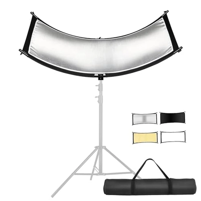 YUOCU Clamshell Light Reflector Diffuser with Carrying Bag, 70"x24"/180x60cm Photography Arclight Curved Lighting Reflector for Photo Video Studio Outdoor Shooting, Black/White/Gold/Silver (70"x24") by YUOCU - Used - Very Good condition - US$37.09
