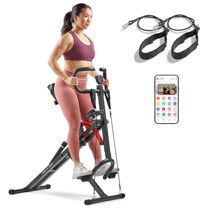 Sunny Health & Fitness Row-N-Ride PRO Smart Squat Rowing Machine for Home, 300 LB Weight Capacity Rower with 12 Level Hydraulic Resistance, Easy Setup Full Body Exercise Equipment - SF-A020052SMART by Sunny Health & Fitness - Image 1