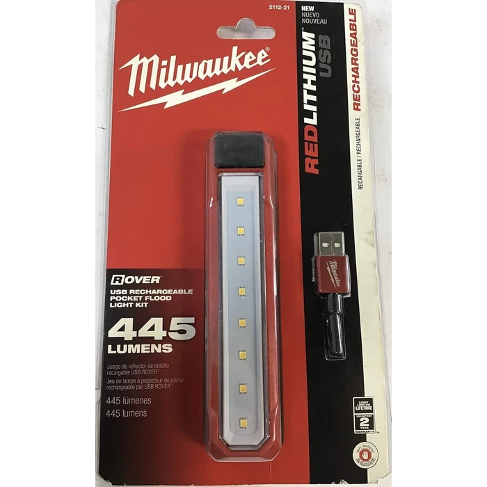 Milwaukee 2112-21 445-Lumen LED Rover Rechargeable Pocket Flood Light - Red by Milwaukee - Refurbished - Brand New condition - CA$111.98