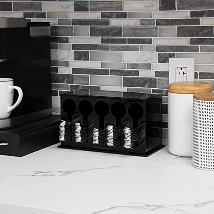 Mind Reader Utensil Dispenser, Silverware Organizer, Plastic Fork and Spoon Dispenser, Kitchen, 27.9Lx14.6Wx15.2Hcm, Black by Mind Reader - Image 2