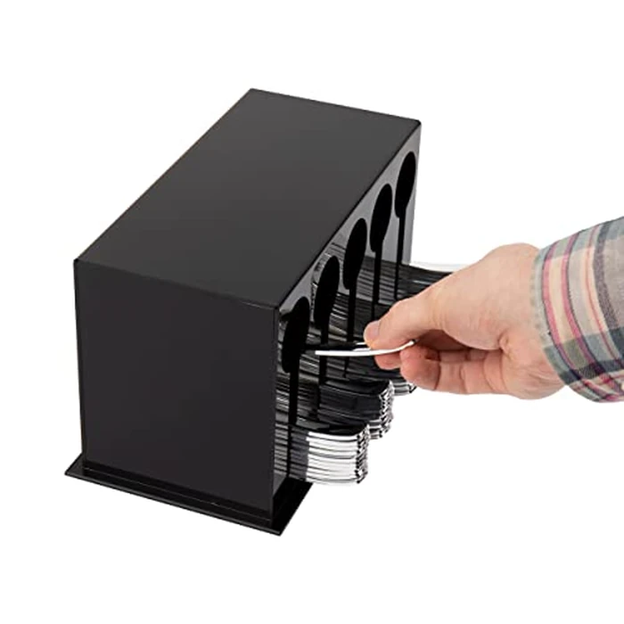 Mind Reader Utensil Dispenser, Silverware Organizer, Plastic Fork and Spoon Dispenser, Kitchen, 27.9Lx14.6Wx15.2Hcm, Black by Mind Reader - Image 4