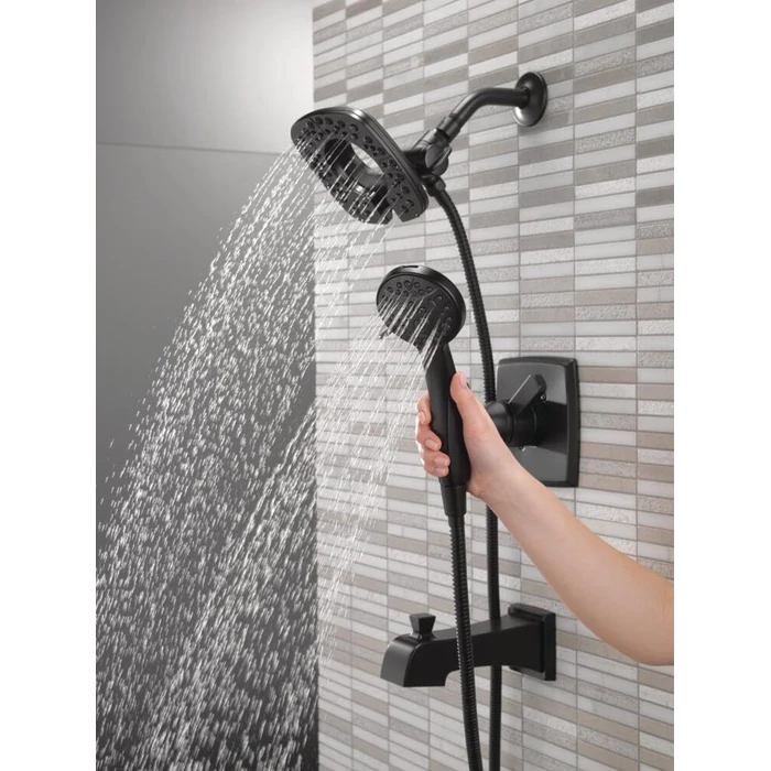 Delta Faucet Ashlyn 17 Series Dual-Function Tub and Shower Trim Kit with 2-Spray Touch-Clean In2ition 2-in-1 Hand Held Shower Head with Hose, Matte Black T17464-BL-I (Valve Not Included) by DELTA - Image 2