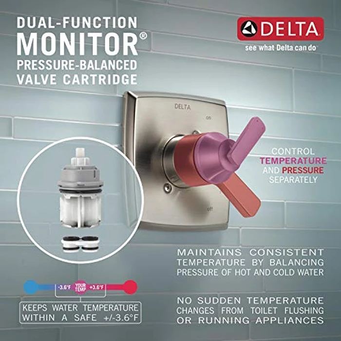 Delta Faucet Ashlyn 17 Series Dual-Function Tub and Shower Trim Kit with 2-Spray Touch-Clean In2ition 2-in-1 Hand Held Shower Head with Hose, Matte Black T17464-BL-I (Valve Not Included) by DELTA - Image 6