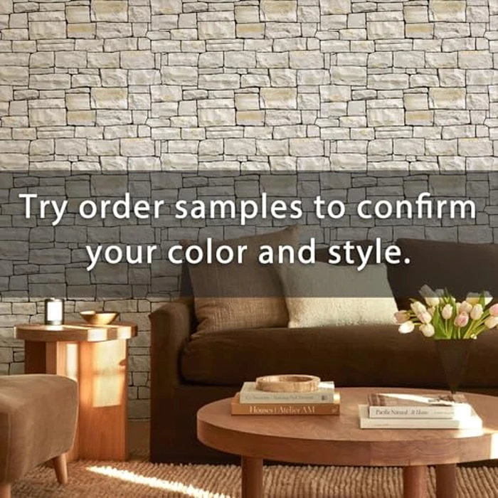 Commomy 12 pcs Faux Stone 3D Wall Panels Peel and Stick - 22.8" x 11.8" Thin & UrltraLight Stone Textured Wall Panel for Interior Tile Kitchen, Bedroom,Living Room,TV Background,RV by Commomy - Image 2