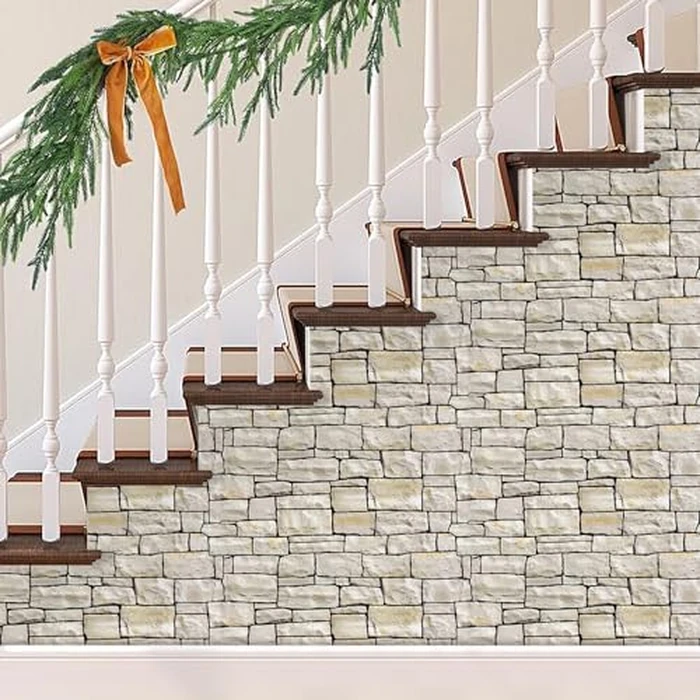 Commomy 12 pcs Faux Stone 3D Wall Panels Peel and Stick - 22.8" x 11.8" Thin & UrltraLight Stone Textured Wall Panel for Interior Tile Kitchen, Bedroom,Living Room,TV Background,RV by Commomy - Image 8