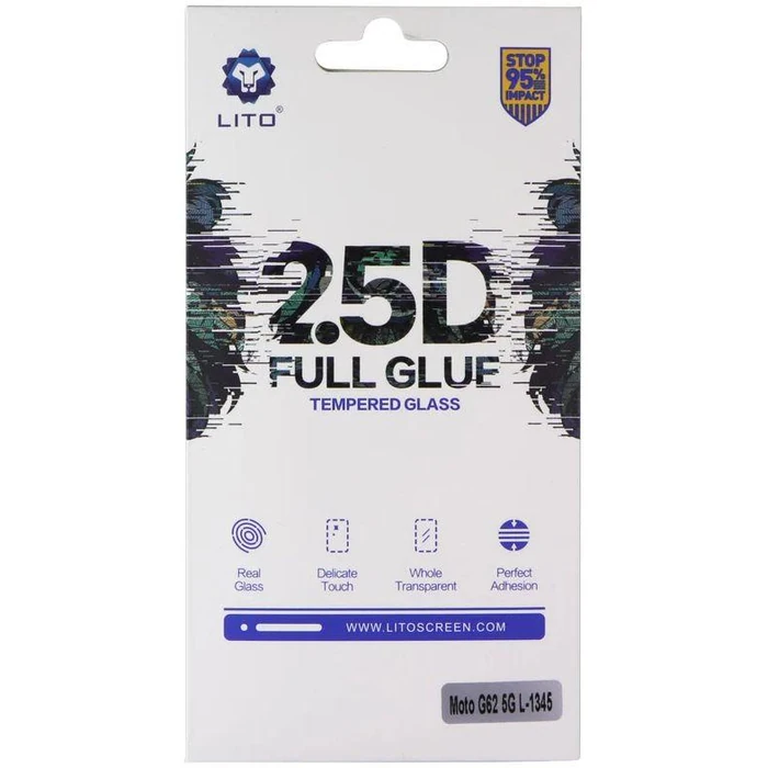 LITO 2.5D Full Glue Tempered Glass Screen Protector for Motorola Moto G62 5G - Clear by LITO - Refurbished - Brand New condition