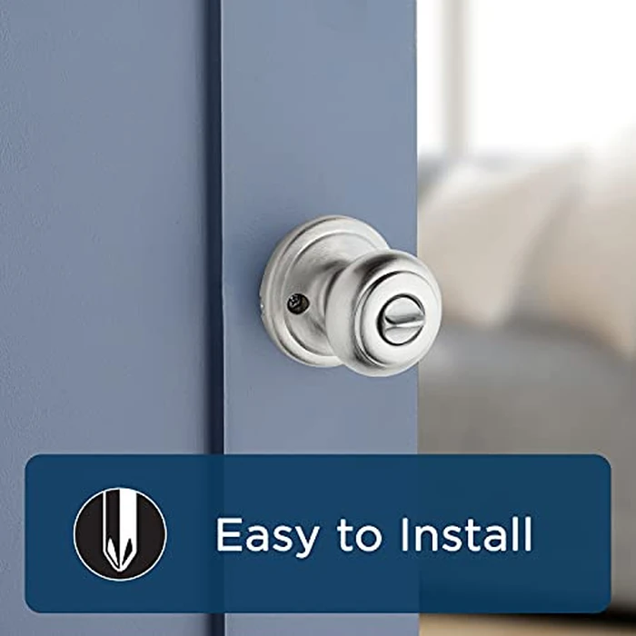 Weiser Troy Satin Chrome Front Door Knob with Lock and Key, Exterior/Interior Door Handles with Lock, Keyed Entry Door Knobs for Front Door, Bedroom, Bathroom & Office, Traditional Home Décor by Weiser - Image 2