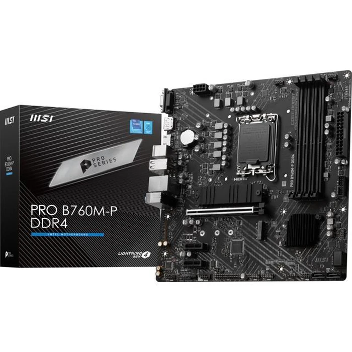 MSI PRO B760M-P DDR4 LGA 1700 Intel B760 SATA 6Gb/s Micro ATX Motherboard by MSI - Open Boxproduct Type condition - US$84.00