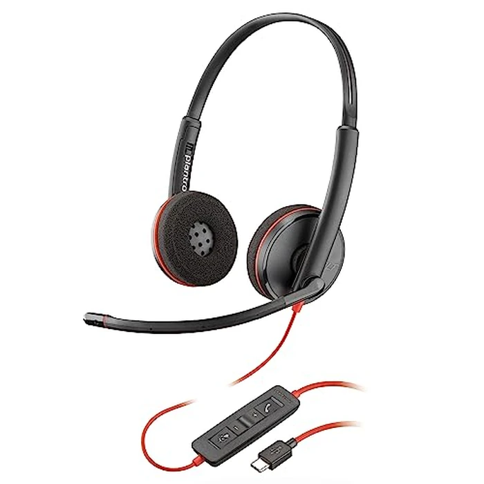 Poly Blackwire 3220 Wired Corded USB Headphones (Plantronics) - Noise-Canceling Mic - Stereo Design - Connect to PCMac via USB-C or USB-A - Works wTeams, Zoom - Amazon Exclusive by POLY - Used - Good condition - CA$46.22