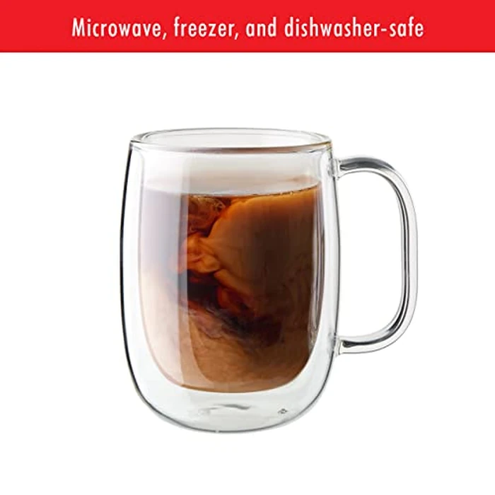 ZWILLING Sorrento Plus 4-pc Double-Wall Glass, Insulated Coffee Mug, 12-oz, 355ml, Clear by ZWILLING J.A. Henckels - Image 2