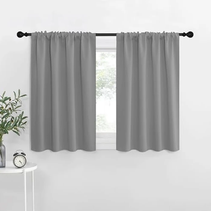 NICETOWN RV Blackout Curtains for Camper Windows, Short Room Darkening Curtains for Kitchen, Home Decoration Thermal Insulated Blackout Drapes for Small Windows (Silver Grey, 2 Panels, W29 x L30) by NICETOWN - Used - Very Good condition - US$14.38