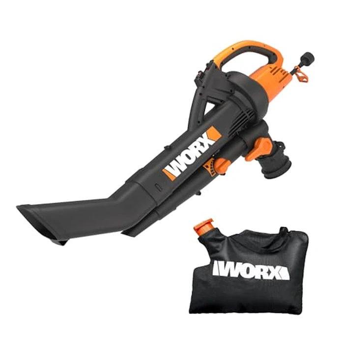 WORX Trivac 3 in 1 Electric Leaf Blower for Lawn Care, Leaf Vacuum with 350 CFM & 210 MPH, Leaf Mulcher with Metal Impeller, WG505 by WORX - Used - Like New condition - US$73.47