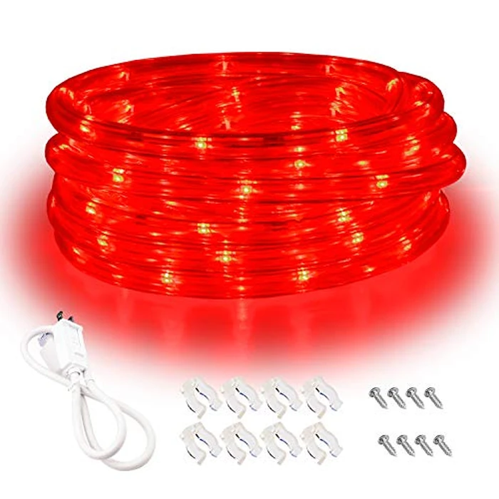 Areful Red LED Lights, 16ft Rope Lights, Flexible and Connectable Strip Lighting, Waterproof for Indoor Outdoor Use, 360 Beam Angle, High Brightness for Home Christmas Thanksgiving Halloween by Areful - Image 1
