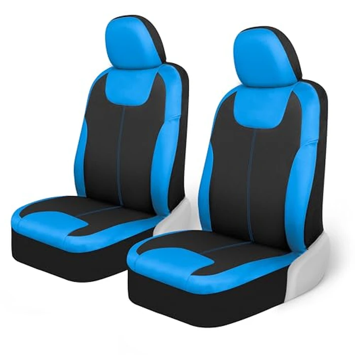 Motor Trend Blue/Black Waterproof Seat Covers for Front Seats - Premium Neoprene Blue Seat Covers, Car Seat Protectors with Removable Headrest, Interior Covers for Auto Truck Van SUV Seat Protection by Motor Trend - Image 1