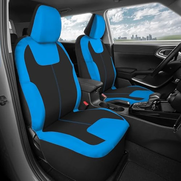 Motor Trend Blue/Black Waterproof Seat Covers for Front Seats - Premium Neoprene Blue Seat Covers, Car Seat Protectors with Removable Headrest, Interior Covers for Auto Truck Van SUV Seat Protection by Motor Trend - Image 3