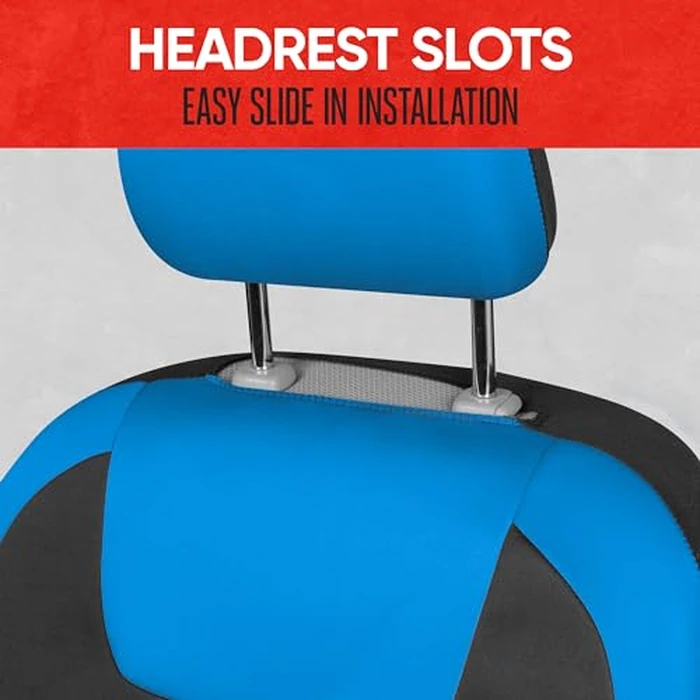 Motor Trend Blue/Black Waterproof Seat Covers for Front Seats - Premium Neoprene Blue Seat Covers, Car Seat Protectors with Removable Headrest, Interior Covers for Auto Truck Van SUV Seat Protection by Motor Trend - Image 4
