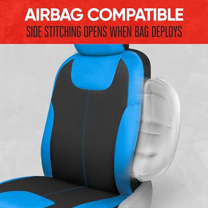 Motor Trend Blue/Black Waterproof Seat Covers for Front Seats - Premium Neoprene Blue Seat Covers, Car Seat Protectors with Removable Headrest, Interior Covers for Auto Truck Van SUV Seat Protection by Motor Trend - Image 6