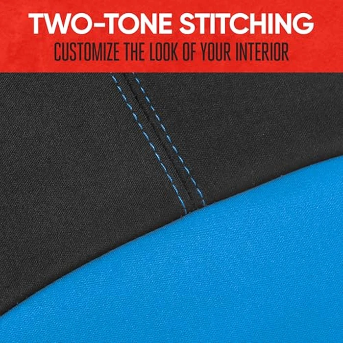 Motor Trend Blue/Black Waterproof Seat Covers for Front Seats - Premium Neoprene Blue Seat Covers, Car Seat Protectors with Removable Headrest, Interior Covers for Auto Truck Van SUV Seat Protection by Motor Trend - Image 7