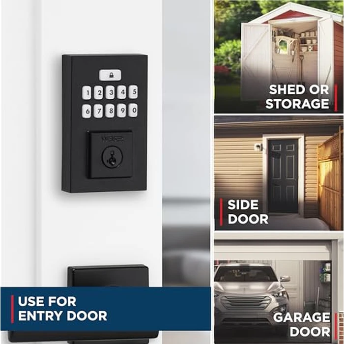 Weiser SmartCode Keypad Electronic Deadbolt - Matte Black Keyless Entry Lock, Back-Lit Touchpad, 50 User Codes + Master Code, SmartKey Re-Key, ANSI/BHMA Grade 2 - Fits 1-3/8″-1-3/4″ Doors by Weiser - Image 3