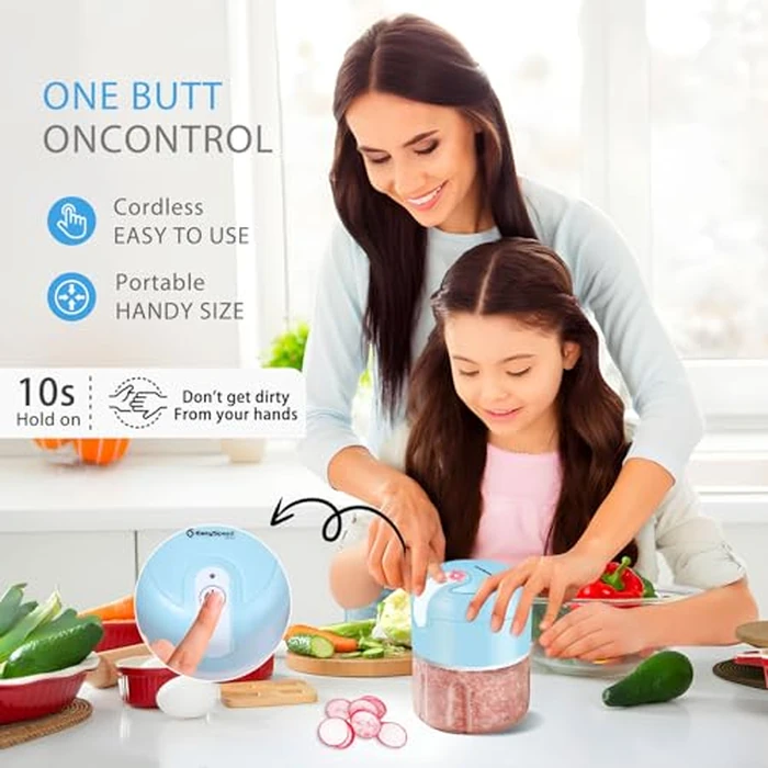 EASYSPEED Electric Garlic Chopper 1Cup, Mini USB Charging Wireless Food Processor with 304 Stainless Steel Blades, Portable Kitchen Meat Grinder for Onion, Garlic, Ginger, Chili, Fruit, Baby Food by EASY SPEED - Image 6