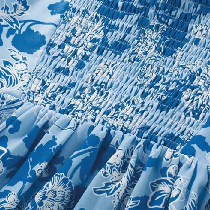 GRACE KARIN Womens Summer Floral Maxi Dresses 2026 Long Flowy Boho Dress Beach Vacation Sundresses Casual Clothes with Pocket Blue White Vine L by GRACE KARIN - Image 3