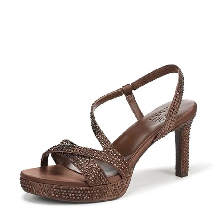 Naturalizer Women's Abby Heeled Sandal, Chocolate Satin, 10 Wide by Naturalizer - Image 1