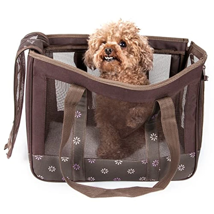 PET LIFE 'Surround View' Posh Collapsible Fashion Designer Pet Dog Carrier, Medium, Mud Brown by Pet Life - Used - Good condition - CA$14.45