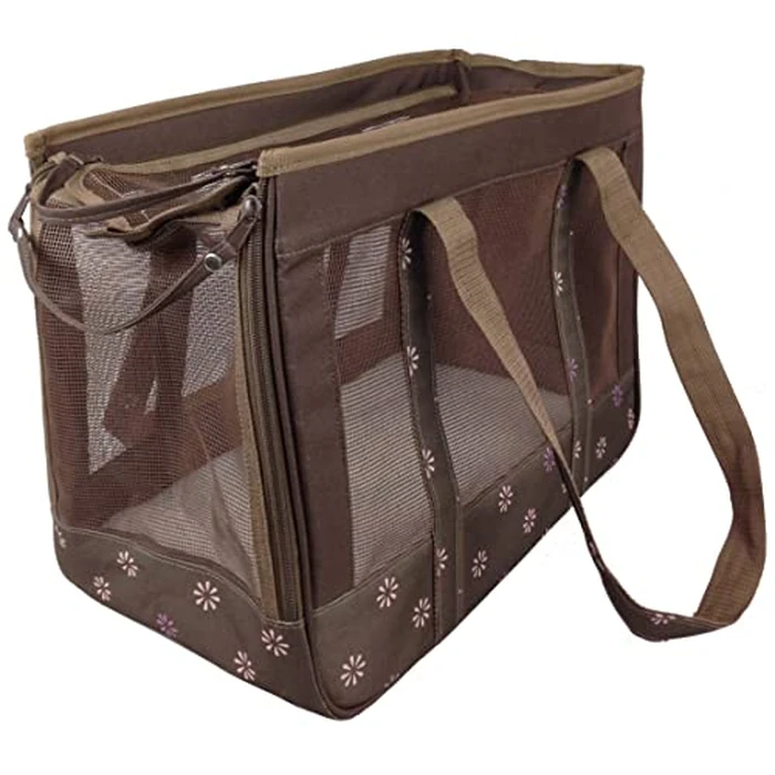 PET LIFE 'Surround View' Posh Collapsible Fashion Designer Pet Dog Carrier, Medium, Mud Brown by Pet Life - Image 3