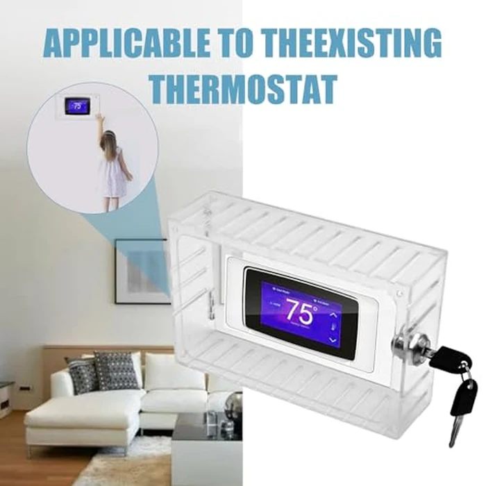 Saihisday Thermostat Lock Box with Keys 6.1"Wx3.85"H, Universal Wall Mounted Thermostat Guard Box Large Thermostat Cover with Lock Fit for All Type Wall Thermostats 6.1"Wx3.85"H or Smaller by Saihisday - Image 3