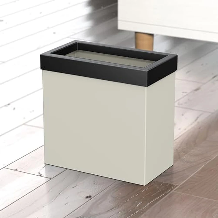 Gatco Modern Rectangle Wastebasket, Matte Pearl and Matte Black Combo - Stainless Steel Trash Can with Removable Lid, Leakproof, 3 Gallon Capacity for Bathroom, Bedroom, Kitchen, or Office by Gatco - Image 3